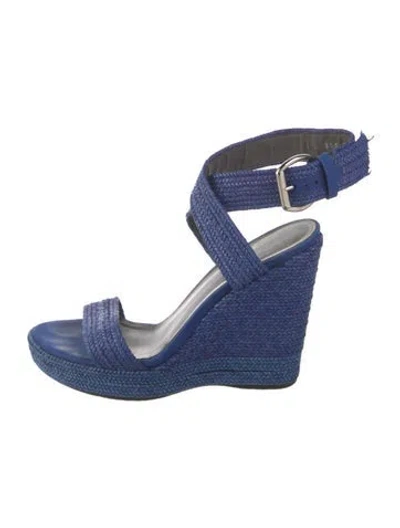 Pre-owned Stuart Weitzman Leather Braided Accents Espadrilles In Blue