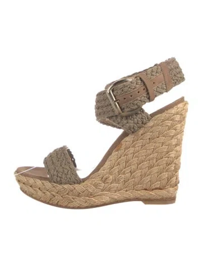 Pre-owned Stuart Weitzman Leather Braided Accents Espadrilles In Brown