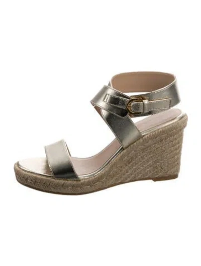 Pre-owned Stuart Weitzman Leather Braided Accents Espadrilles In Metallic
