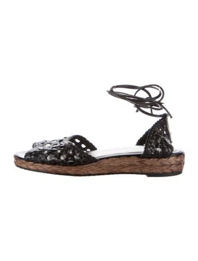 Pre-owned Stuart Weitzman Leather Braided Accents Espadrilles In Multi