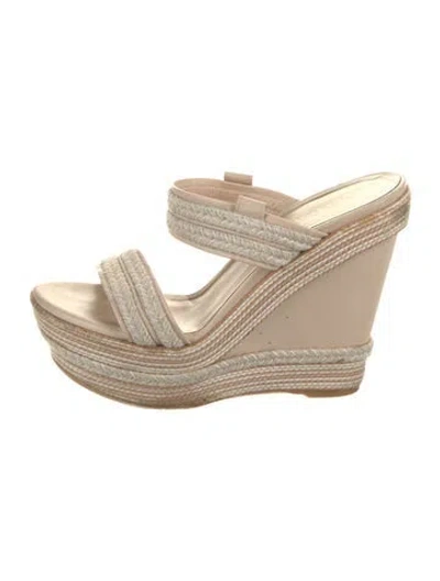 Pre-owned Stuart Weitzman Leather Braided Accents Espadrilles In Neutral