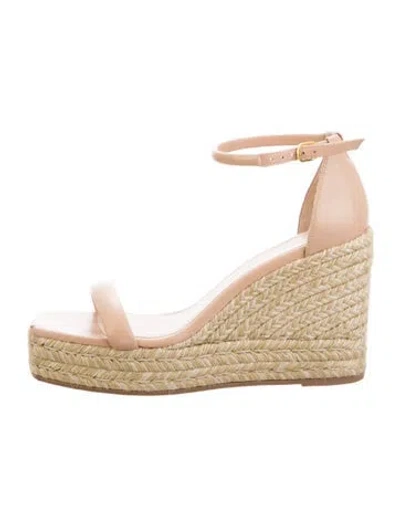 Pre-owned Stuart Weitzman Leather Braided Accents Espadrilles In Neutrals