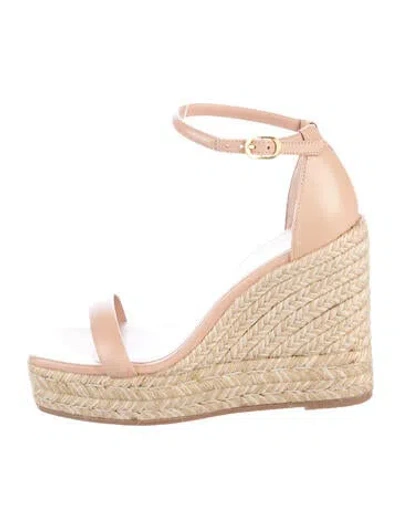 Pre-owned Stuart Weitzman Leather Braided Accents Espadrilles In Neutrals/pink