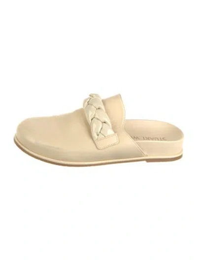 Pre-owned Stuart Weitzman Leather Braided Accents Mules In Neutral