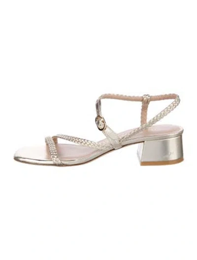 Pre-owned Stuart Weitzman Leather Braided Accents Sandals