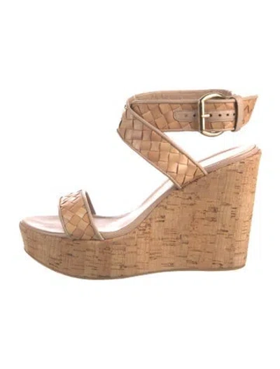 Pre-owned Stuart Weitzman Leather Braided Accents Sandals In Neutrals