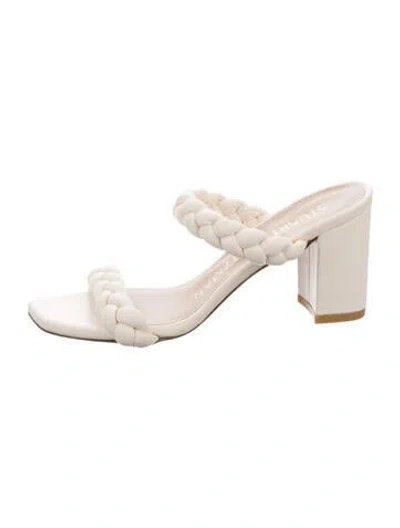 Pre-owned Stuart Weitzman Leather Braided Accents Slides In Neutral