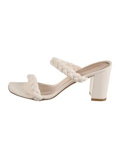 Pre-owned Stuart Weitzman Leather Braided Accents Slides In Neutral