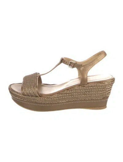 Pre-owned Stuart Weitzman Leather Braided Accents Slingback Flats In Neutral