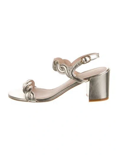 Pre-owned Stuart Weitzman Leather Braided Accents Slingback Sandals