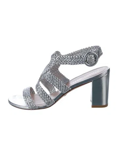 Pre-owned Stuart Weitzman Leather Braided Accents Slingback Sandals