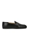 Stuart Weitzman Almond Toe Leather Loafer With Textured Detailing
