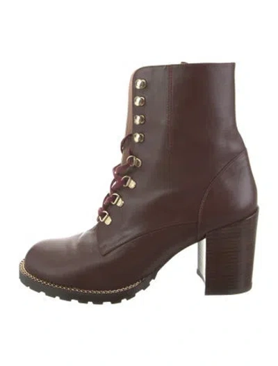 Pre-owned Stuart Weitzman Leather Chain-link Accents Combat Boots In Multi