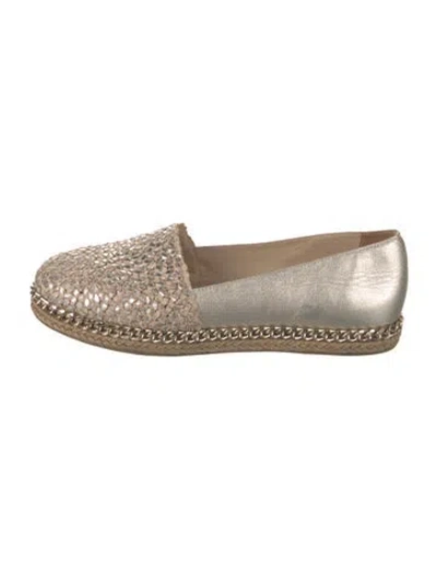 Pre-owned Stuart Weitzman Leather Chain-link Accents Espadrilles In Silver