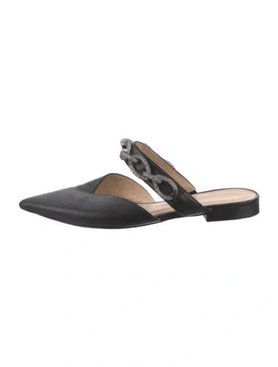 Pre-owned Stuart Weitzman Leather Chain-link Accents Mules In Black