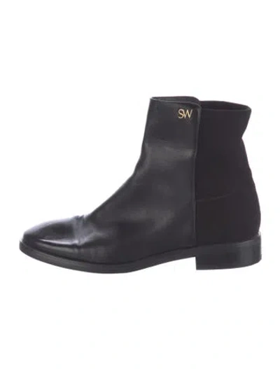 Pre-owned Stuart Weitzman Leather Chelsea Boots In Black