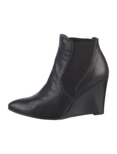 Pre-owned Stuart Weitzman Leather Chelsea Boots In Black