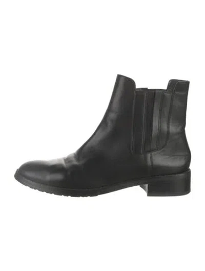 Pre-owned Stuart Weitzman Leather Chelsea Boots In Black
