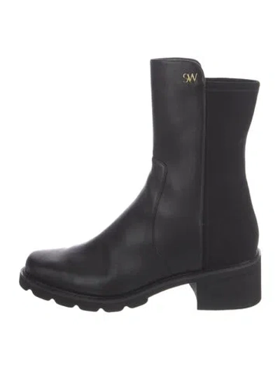 Pre-owned Stuart Weitzman Leather Chelsea Boots In Black