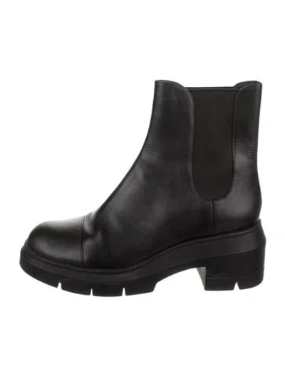 Pre-owned Stuart Weitzman Leather Chelsea Boots In Black