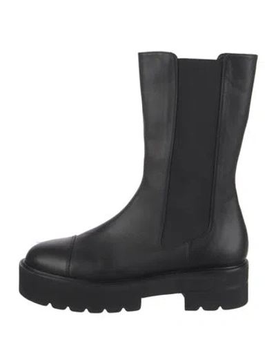 Pre-owned Stuart Weitzman Leather Chelsea Boots In Black