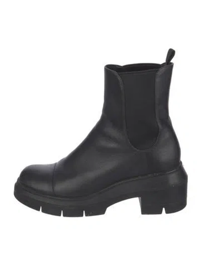 Pre-owned Stuart Weitzman Leather Chelsea Boots In Black