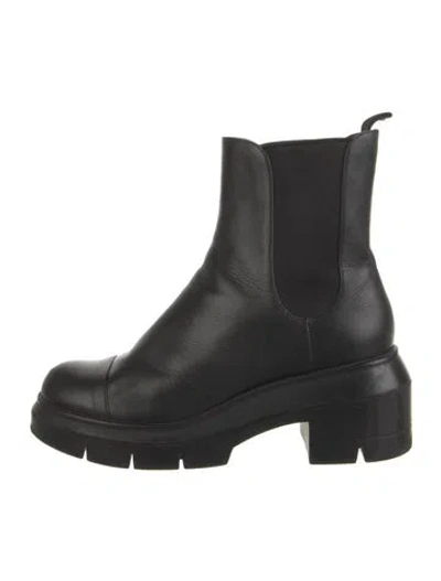 Pre-owned Stuart Weitzman Leather Chelsea Boots In Black