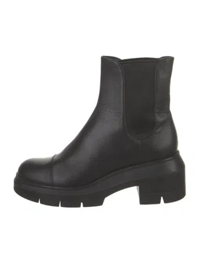 Pre-owned Stuart Weitzman Leather Chelsea Boots In Black