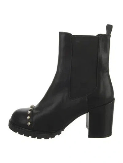 Pre-owned Stuart Weitzman Leather Chelsea Boots In Black