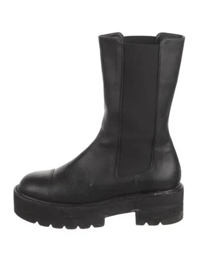 Pre-owned Stuart Weitzman Leather Chelsea Boots In Black