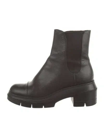 Pre-owned Stuart Weitzman Leather Chelsea Boots In Black