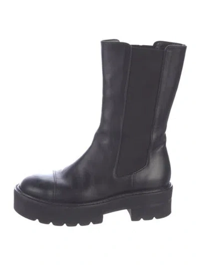 Pre-owned Stuart Weitzman Leather Chelsea Boots In Black