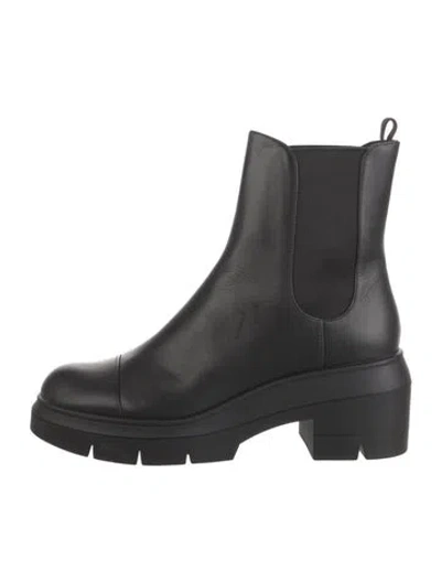 Pre-owned Stuart Weitzman Leather Chelsea Boots In Black
