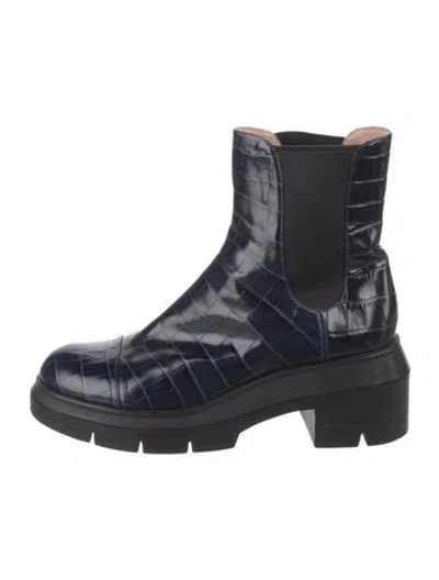 Pre-owned Stuart Weitzman Leather Chelsea Boots In Blue