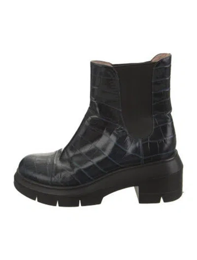 Pre-owned Stuart Weitzman Leather Chelsea Boots In Blue