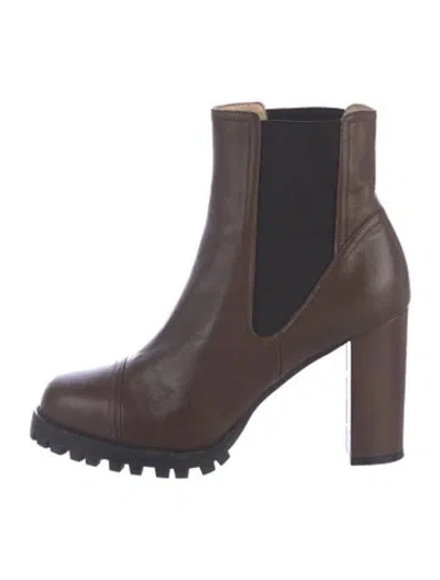 Pre-owned Stuart Weitzman Leather Chelsea Boots In Brown