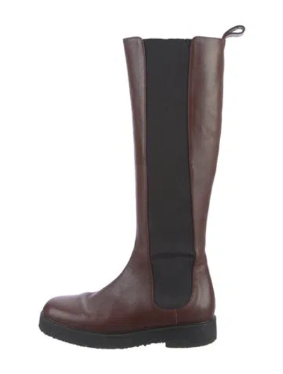 Pre-owned Stuart Weitzman Leather Chelsea Boots In Brown