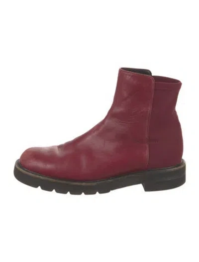 Pre-owned Stuart Weitzman Leather Chelsea Boots In Burgundy