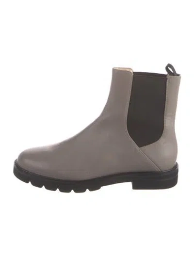 Pre-owned Stuart Weitzman Leather Chelsea Boots In Gray