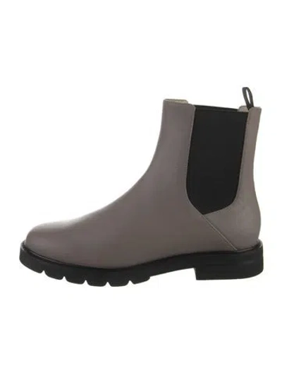 Pre-owned Stuart Weitzman Leather Chelsea Boots In Gray