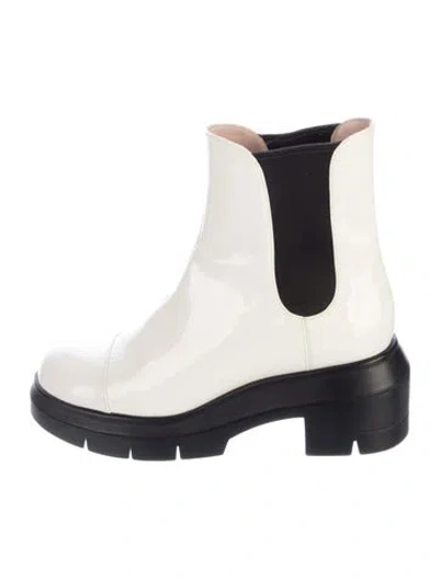 Pre-owned Stuart Weitzman Leather Chelsea Boots In White