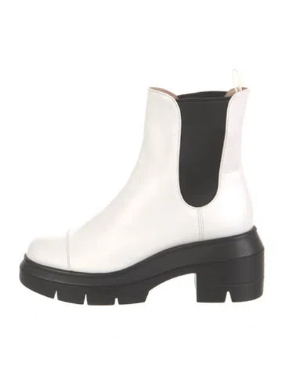 Pre-owned Stuart Weitzman Leather Chelsea Boots In White