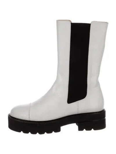 Pre-owned Stuart Weitzman Leather Chelsea Boots In White