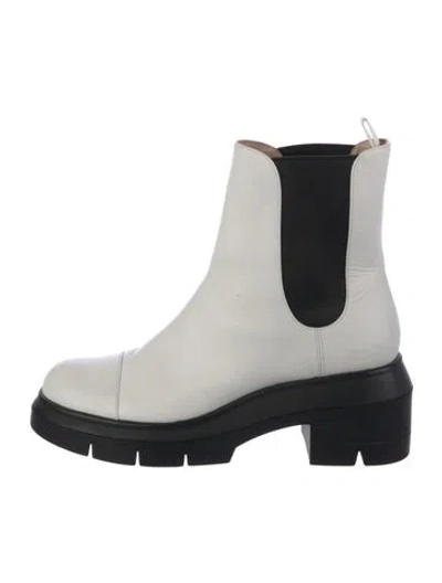 Pre-owned Stuart Weitzman Leather Chelsea Boots In White