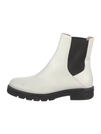 Pre-owned Stuart Weitzman Leather Chelsea Boots In White