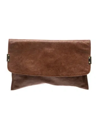 Pre-owned Stuart Weitzman Leather Clutch In Brown