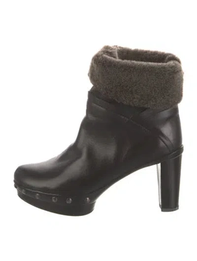 Pre-owned Stuart Weitzman Leather Colorblock Pattern Boots In Black