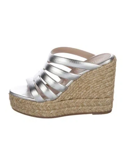 Pre-owned Stuart Weitzman Leather Colorblock Pattern Espadrilles