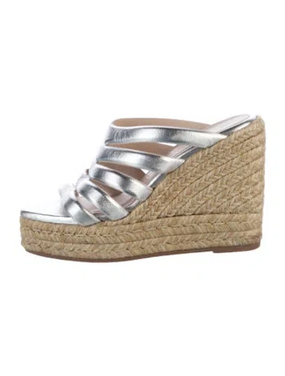 Pre-owned Stuart Weitzman Leather Colorblock Pattern Espadrilles