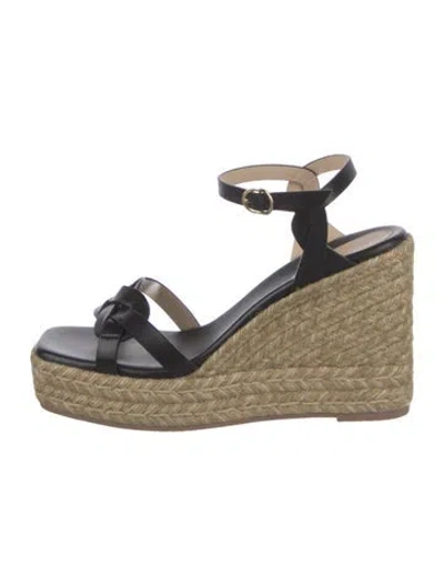 Pre-owned Stuart Weitzman Leather Colorblock Pattern Espadrilles In Black